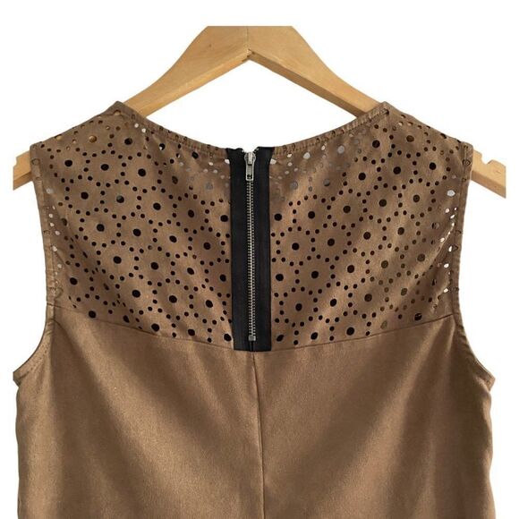 Bebop Women's Brown Faux Suede Cut Out Stretch Sleeveless A Line Mini Dress US S - Picture 4 of 6